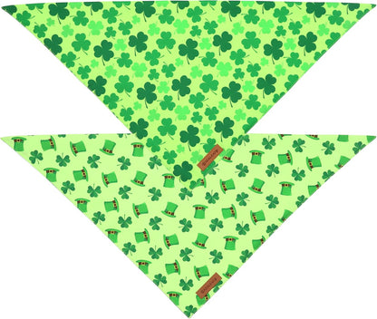 Realeaf St. Patrick's Day Dog Bandanas 2 Pack, Triangle Reversible Pet Scarf for Boys and Girls, Premium Durable Fabric, Holiday Bandana for Large and Extra Large Dogs (X-Large)