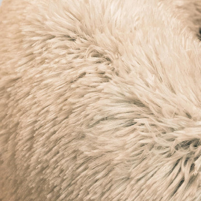 Best Friends by Sheri Original Calming Donut Dog and Cat Bed, Shag Faux Fur, Taupe, (36in x 36in) - Anxiety Relief for Pets Up to 100 lbs