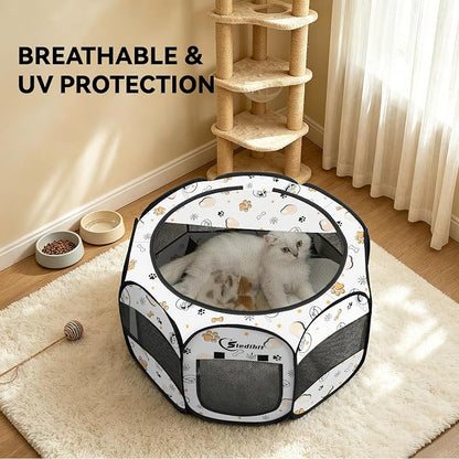 Siedihit Dog Cat Playpen, Puppy Pet Playpen Indoor for Small Dog Crate Tent | Cage Outdoor, Portable Pop Up Dogs Enclosure Kennel with Carrying Case for Dogs/Cats/Rabbits (Cute, Small)