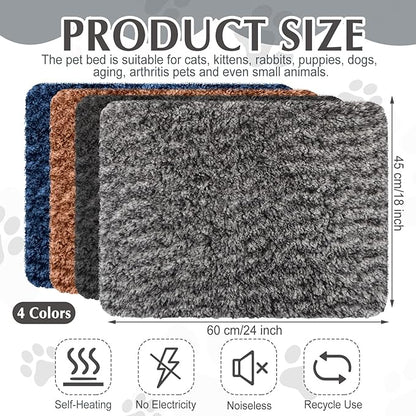 4 Pack Self Warming Cat Pads Self Heating Cat Mat Washable Homeless Dogs Thermal Pads Kennel Pad Reflects Body Heat Warm Crate Bed Mat for Indoor Outdoor Pet(Mixed Colors,18 x 24 Inch)