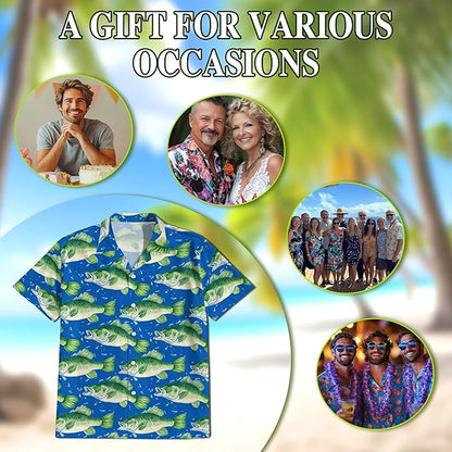 Fishing Crappie Hawaiian Shirt for Men, Button Down Summer Beach Short Sleeve, Fishing Lover Gifts, Sizes S-5XL