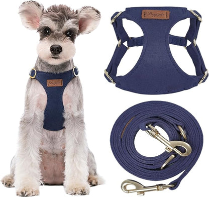 Puppytie Small Dog Harness with Multifunction Dog Leash,Lightweight Soft Adjustable No Choke Escape Proof Pet Harness Vest Pet Harness Vest,Navy,S