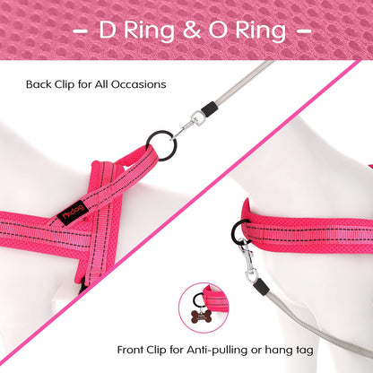 Didog No Pull Dog Harness with Soft Mesh Padded,Reflective & Quick Fit Light Weight Dog Strap Vest Harness,Easy for Walking Training (M:Chest 21-26", Pink)