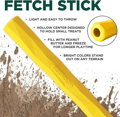Playology Hound2O Dog Toys | Fetch Stick Toy for Dogs, Yellow | Durable Rubber Outdoor Toy - Easy to Clean and Made from Non Toxic Materials