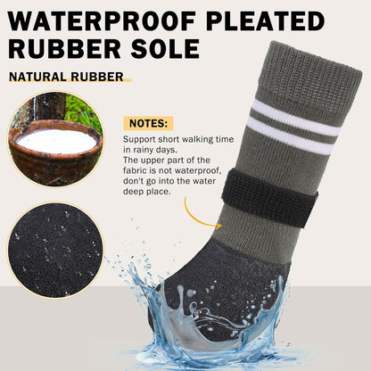 SCENEREAL Anti Slip Dog Boots & Paw Protectors for Hardwood Floor, Extended Dog Socks to Prevent Licking Paws, Waterproof Pet Snow Rain Shoe for Winter Medium Senior Dogs, Grey M