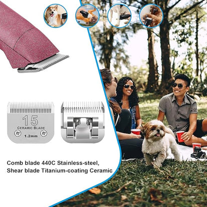 3 Pack 15# Detachable Pet Dog Grooming Ceramic Blades,Compatible with Andis,Oster A5,Wahl KM-10 Series,Size 15# Blade 3/64-Inch 1.2MM Cut Length