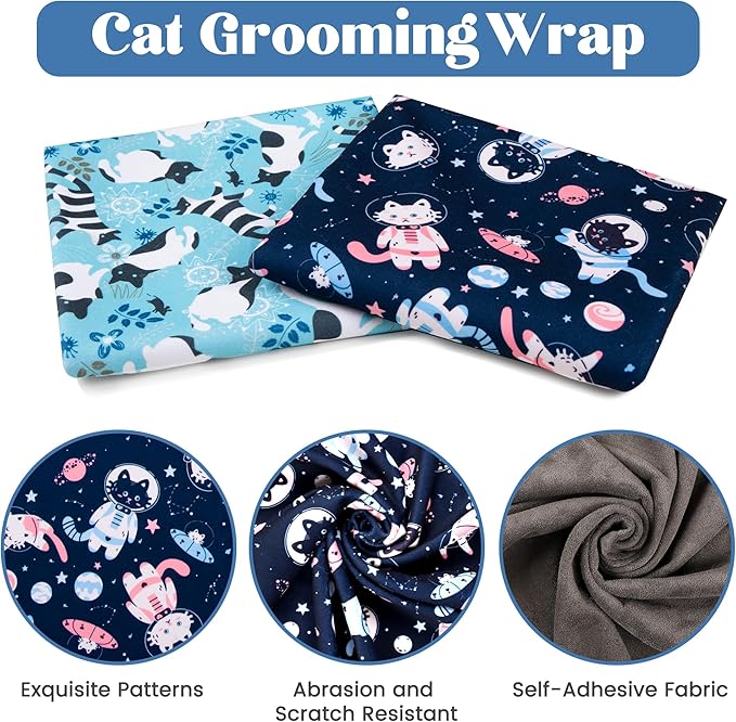 35.4" Cat Grooming Wrap, Cat Wrap for Cutting Nails, Anti-Scratch, Anti-Escape Calming Packaging, Cat Swaddle Wrap for Adult Cats, XX-Large