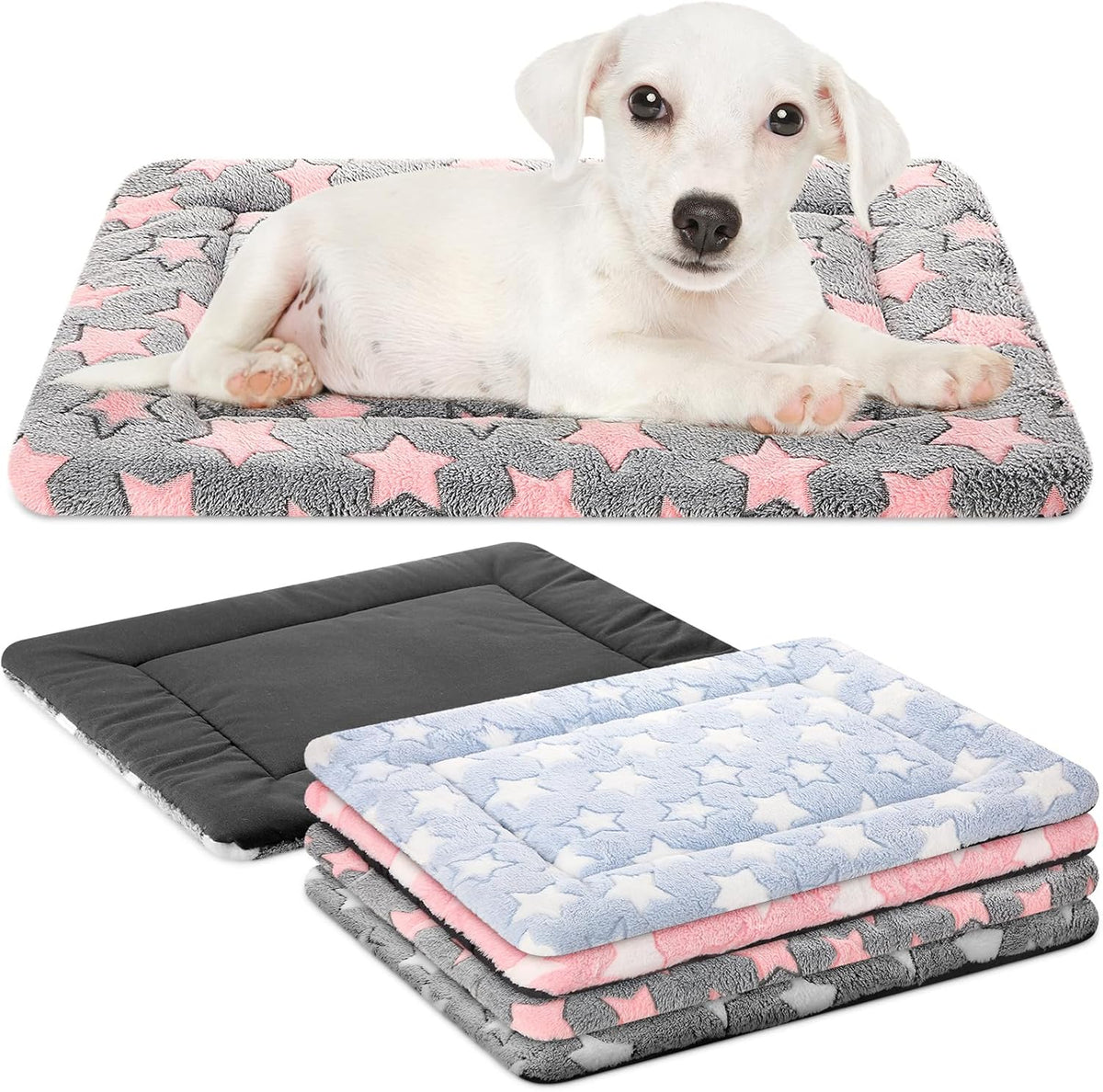 4 Pcs Washable Dog Crate Mat Kennel Pad Replaceable Reversible Pet Bed Pad for Crate Pet, Sleeping Mat for Small, Medium, Large Dog Machine Washable(18 x 24 x 1.6 Inch,Colorful)