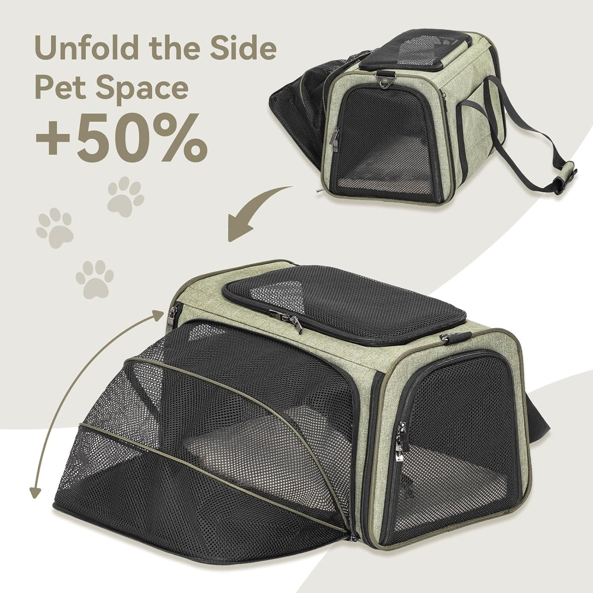 Petsfit Expandable Rabbit Carrier Small Cat Carrier Airline Approved, 16X10X9 Inches Soft-Sided Portable Small Animal Travel Bag for Kitten/Puppy/Bunny/Guinea Pig