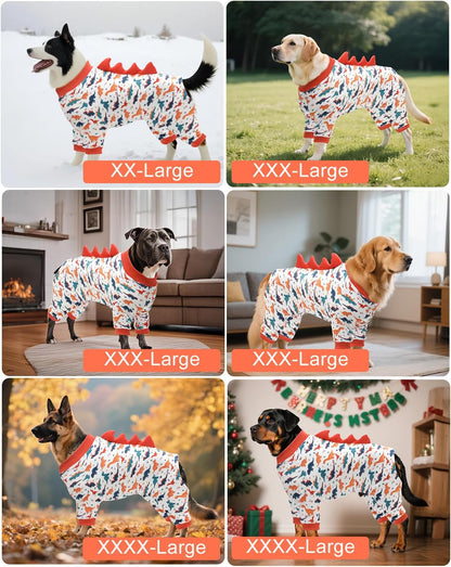 CuteBone Dinosaur Costume Dog Pajamas, Stretchy Spandex Crystal Velvet Sleepwear Coat for Small Dogs, Soft & Warm Pet Outfit Clothes for Cold Weather, Cozy Pullover Design COSP02-4XL