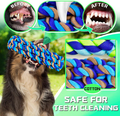 SHARLOVY XL Dog Chew Toys for Aggressive Chewers Large Breed, 14 Pack Tough Indestructible Dog Toys for Aggressive Chewers, Durable Puppy Chew Toys for Teething, Heavy Duty Cotton Rope Toys