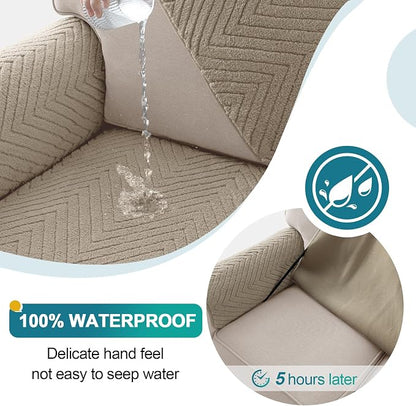 Turquoize Waterproof Couch Cover for Dogs Fuzzy Pet Couch Covers for Sofa Thick Dog Bed Cover Non-Slip Sofa Covers for 3 Cushion Couch Protector Slipcover Pet Friendly (Khaki, 36" x 72")