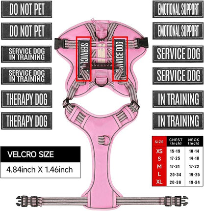 Service Dog Tactical Vest Harness and Leash Set Medium Sized Dog Emotional Support- Tactical Dog Harness Training Collar with Name (Pink, M)
