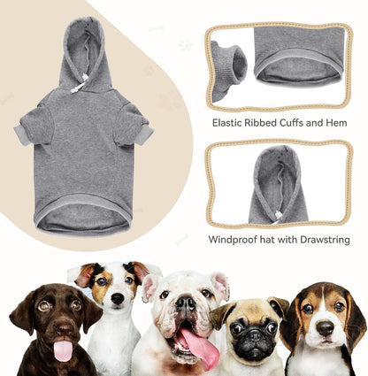 Dog Sweaters for Large Dogs Dog Hoodie Dog Sweater Solid Soft Brushed Fleece Dog Clothes Dog Hoodie Sweatshirt with Pocket(Grey-XL)