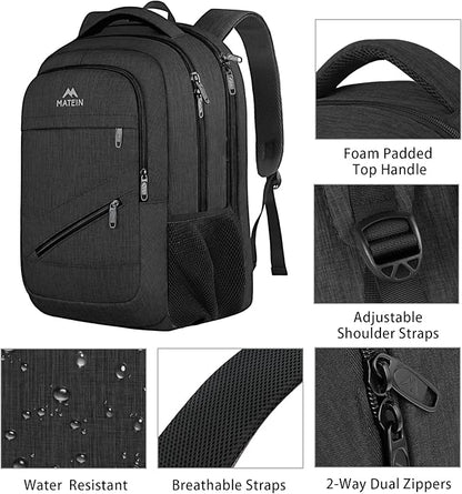 MATEIN 17 Inch Work Laptop Backpack, Large College Computer Bookbag with TSA Laptop Compartment, Water Resistant Business Travel Backpack with Anti Theft Pocket, Graduation Gifts for Men Women