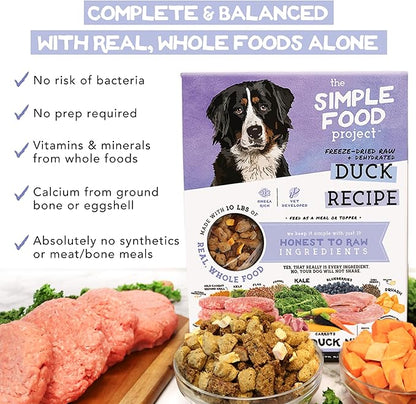 Simple Food Project - Duck Recipe - Freeze Dried Raw Food for Dogs - 48oz