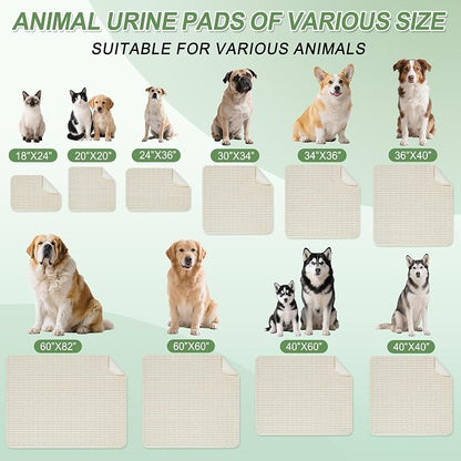 Washable Pee Pads for Dogs Puppy Pad, Cream White 40”x60” 1 Pack | High Absorbent Dog Pee Pad Leak Proof Cat Rugs, Reusable Non Slip Pet Mat, Wee Wee Pads for Training, Crate and Floor