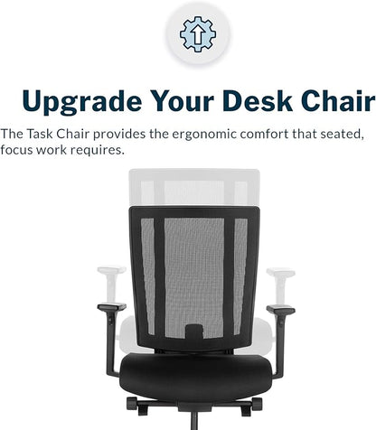 Vari Task Chair- Varidesk Comfortable Ergonomic Office Chair with Mesh, Armrests and Rolling Casters - Easy Assembly, 300lb Capacity - Lumbar and Back Support - Home Office Chair- Black