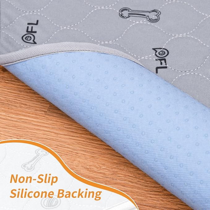 Reusable Puppy Pads, 24x36 Washable Pee Pads for Dogs with Non-Slip Bottom | Whelping Mats, Waterproof, Bone Print, puppy training pads, Absorbency, Leakproof, Machine Washable, Quick Dry, Housebreaking