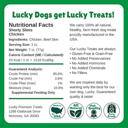 Lucky Premium Treats Lucky Shorty Slims – Chicken Jerky Dog Treats and Crunchy Dog Chew Sticks with Real Chicken for Small to Large Dogs (7 Count)