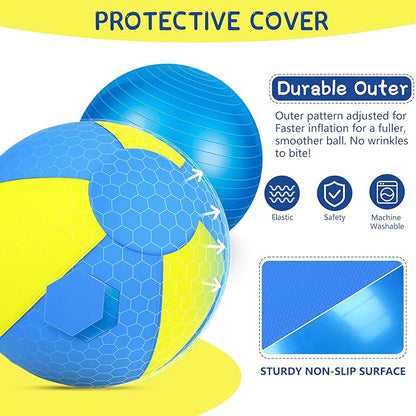 Herding Ball for Dogs and Horses - 25" Jolly Ball for Dogs, Agility Training Equipment, Herding for Australian/German Shepherd, Improved Bite-Resistant, Reinforced Sewing Dog Toys - Blue&Yellow （New）