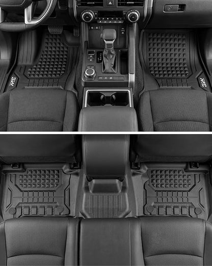 3W Floor Mats Fit for Toyota 4 Runner 2025 2026(Only Fit Hybrid), TPE All Weather Custom Fit Floor Liner for 4Runner Accessories 1st and 2nd Row Full Set Car Mats Easy Clean, Black
