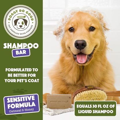 Doggy Do Good Sensitive Shampoo Bar Itchy Skin Relief, Oatmeal & Honey Dog Soap for Allergies and Itching, All Natural Dog Shampoo, Hypoallergenic, Equals 30 oz Shampoo