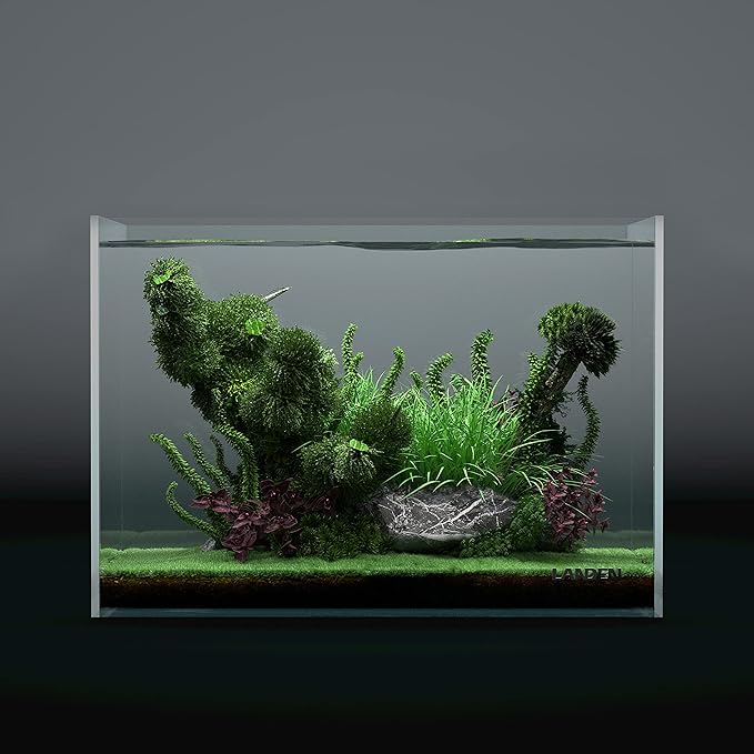 LANDEN 36N 5 Gallon Rimless Low Iron Aquarium Tank, 14.2" W × 8.7" D × 10.2" H (36cm x 22cm x 26cm) 5mm Thickness with Black Nano Foam Leveling mat Included