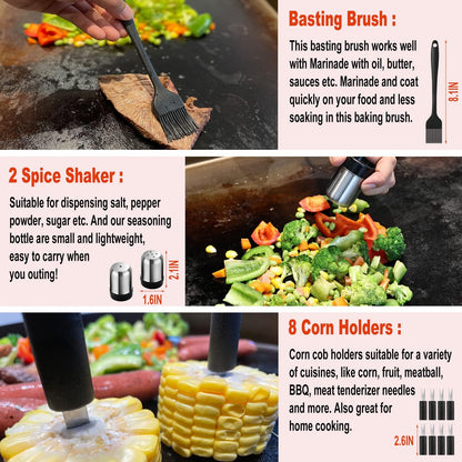 38PCS Flat Top Grill Accessories Set - Must Have for Your Outdoor with Professional Griddle Spatula, Cleaning Kit, Grill Basting Cover - Ideal Griddle Gift for Men Women