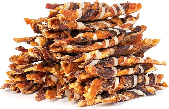 MON2SUN Dog Treats, Triple Flavor Jerky Twist Sticks, 4.5-5 Inch Chicken Duck and Codfish Sticks Chews for Small Dogs, Healthy Snacks, 17.64 oz (50 Count-Pack of 1)