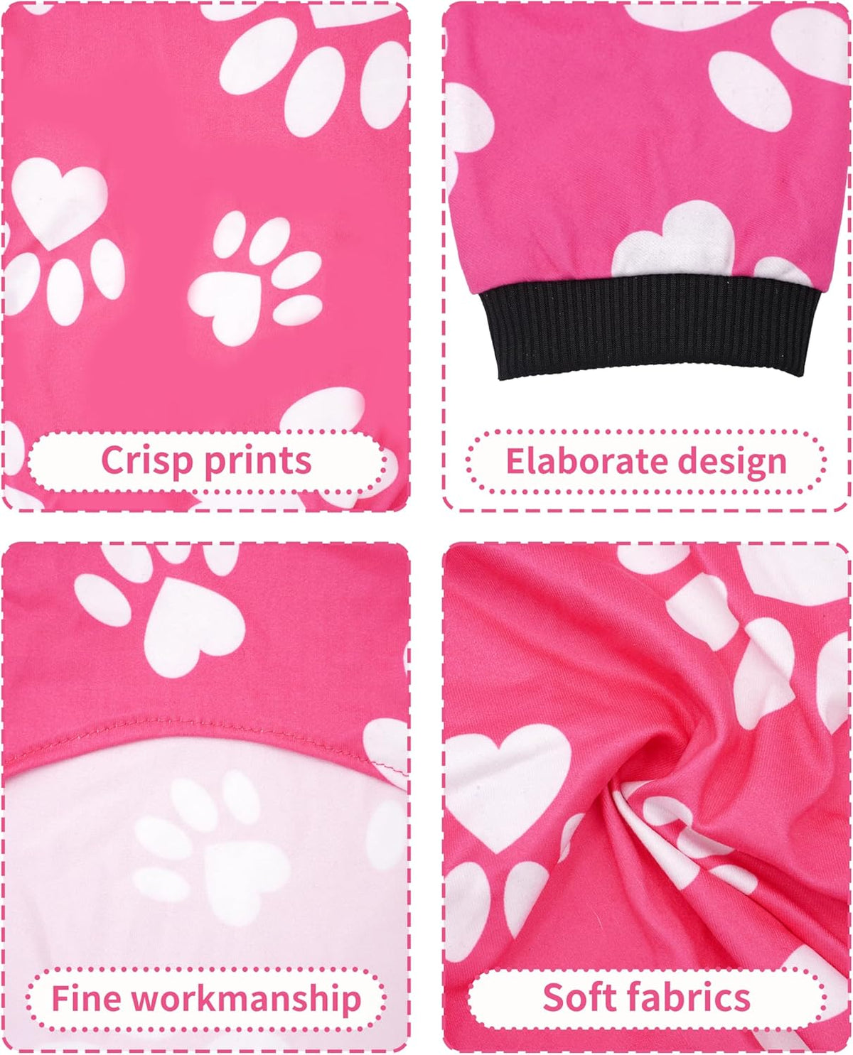 PET SHOW 4 Pack Dog Pajamas for Medium Large Dogs Girl Soft Stretchy PJs Paw Floral Jumpsuit Dog Doughnut Ice Cream Onesies Outfits with Sleeve Pets Breathable Summer Clothes Costume XXL