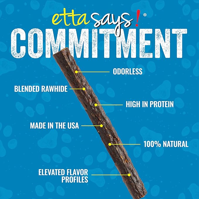 etta says! Premium Crunchy 7" Rabbit Dog Chews - Grain-Free Dog Treats, Good for Teeth, Easy to Digest - Made in The USA (20 Count Pack of 1)