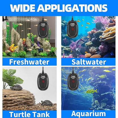 FREESEA Aquarium Fish Tank Heater: 50W Small Submersible Turtle Heater with Adjustable Temperature External Controller for Betta | Saltwater | Freshwater | 1-10 Gallon