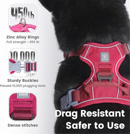 Pawaii Small Dog Harness - No Choke, Adjustable Soft Padded Pet Vest with ID Tag & Control Handle