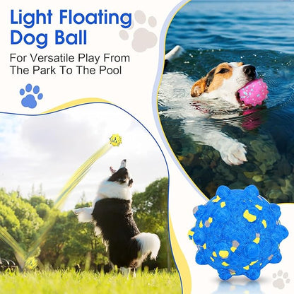 VINGVO Large Dog Balls Tennis Ball Toys 4 PCS Dogs Toys for Aggressive Chewers, 3" Teething Chew Toys Water Floating Ball Toy Bouncy Fetch Balls for Large Medium Small Dog and Puppies (4 Spiked)