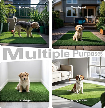 HQ4US 4LEGS Grass Pee Pads for Dogs Potty, Artificial Grass Patch Odor Free | 2PCS Fake Grass with Fully Permeable Backing for Fast Drainage, Indoor Potty Grass Hemmed Edge Turf, Easy Clean