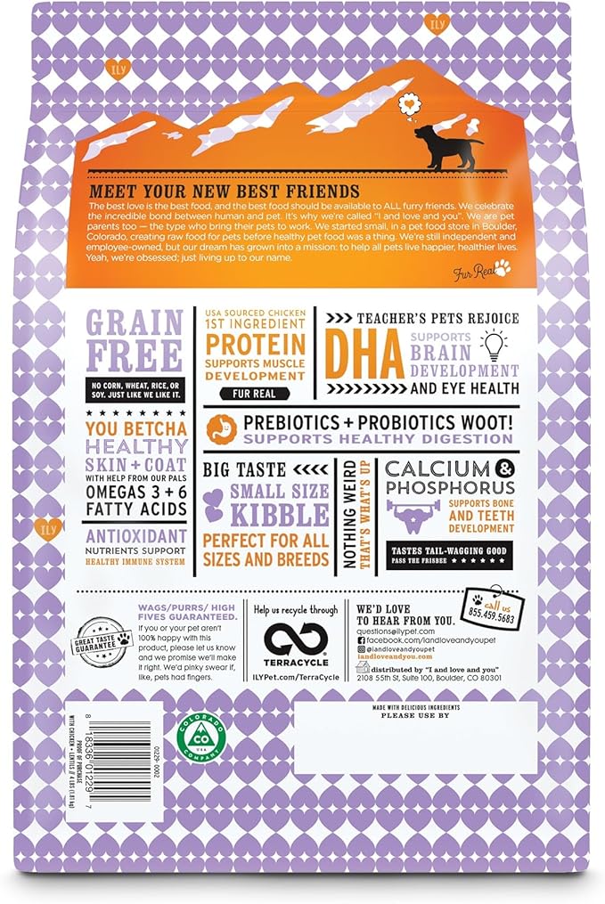 I and love and you Naked Essentials Dry Dog Food for Puppies - Chicken + Lentils - High Protein, Real Meat, No Fillers, Prebiotics + Probiotics, 4lb Bag