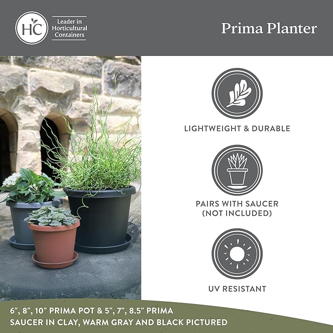 The HC Companies Prima Round Plastic Plant Pot w/Rolled Rim - Lightweight & UV Resistant Flower Pot for Herbs & More - Outdoor & Indoor Plant Pots w/Drainage (14 inch, Dusty Teal, Pack of 1)
