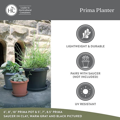 The HC Companies Prima Round Plastic Plant Pot w/Rolled Rim - Lightweight & UV Resistant Flower Pot for Herbs & More - Outdoor & Indoor Plant Pots w/Drainage (14 inch, Dusty Teal, Pack of 1)