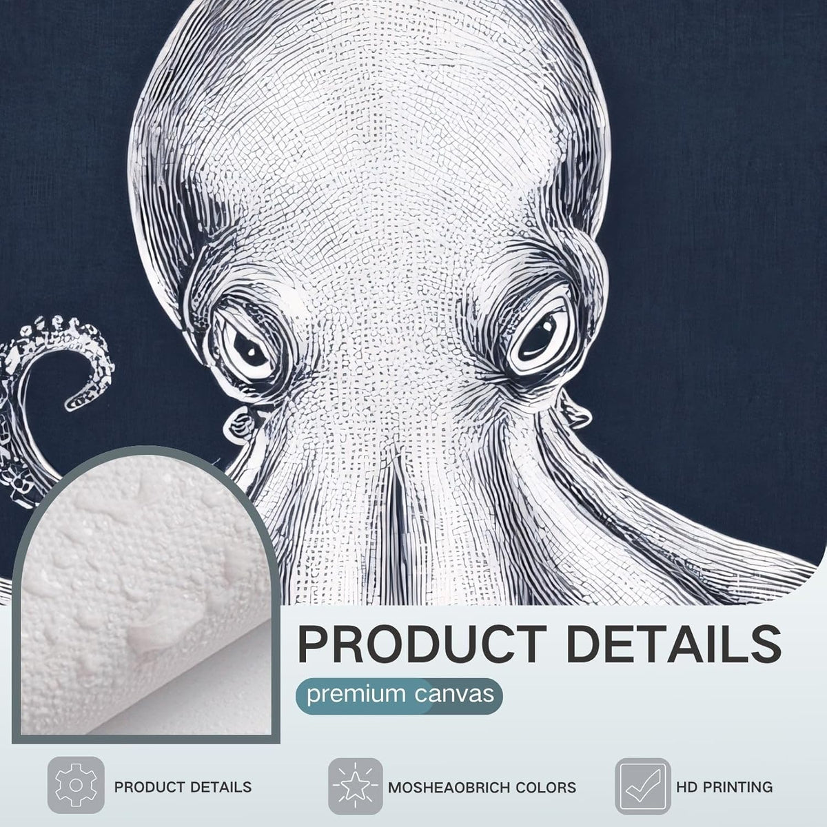 Octopus Wall Decor, Octopus Canvas Wall Art, Ocean Wall Decor,Sea Animal Canvas to Paint for Bathroom, Living Room, Bedroom (12" x 18" x 3 pcs)