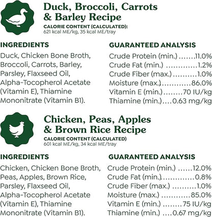 Greenies Smart Topper High Protein Wet Mix-in for Dogs, Chicken, Peas, Apples, and Brown Rice Recipe & Duck, Broccoli, Carrots and Barley Recipe Variety Pack with Whole Grains, 8 Trays of 2oz.