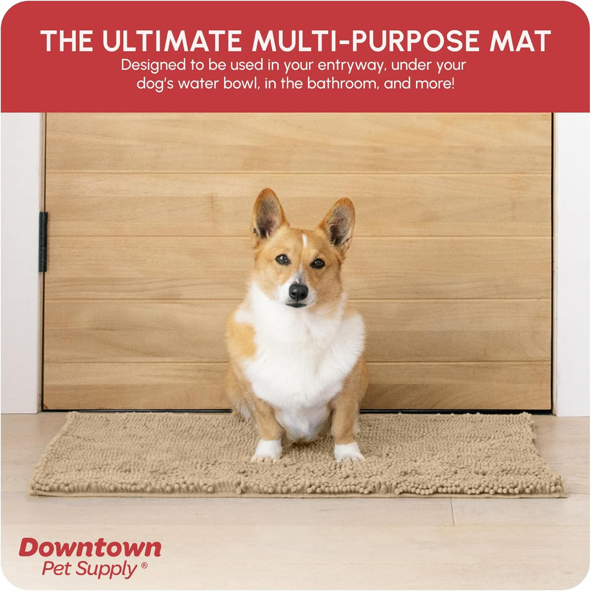 My Doggy Place Microfiber Dog Mat for Muddy Paws, 31" x 20" Oatmeal - Absorbent and Quick-Drying Dog Paw Cleaning Mat, Washer and Dryer Safe - Non-Slip Rubber Backed Dog Floor Mat, Medium