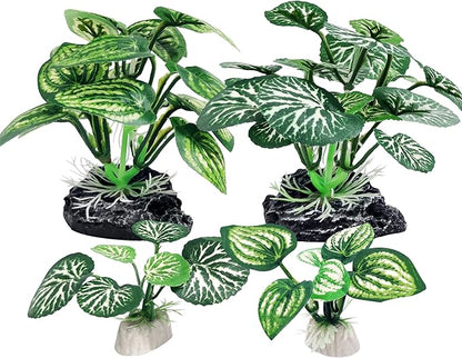 4PCS Aquarium Plants Betta Fish Tank Decorations Small Size Soft Faux Silk Aquarium for Hiding Fish Reptil