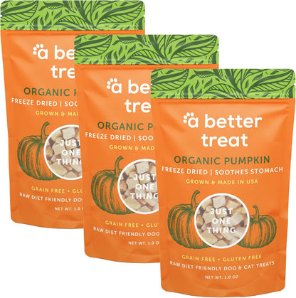 A Better Treat – Freeze Dried Organic Pumpkin Dog and Cat Treats, Organic, Single Ingredient | Natural, Healthy, Diabetic Friendly | Made in The USA