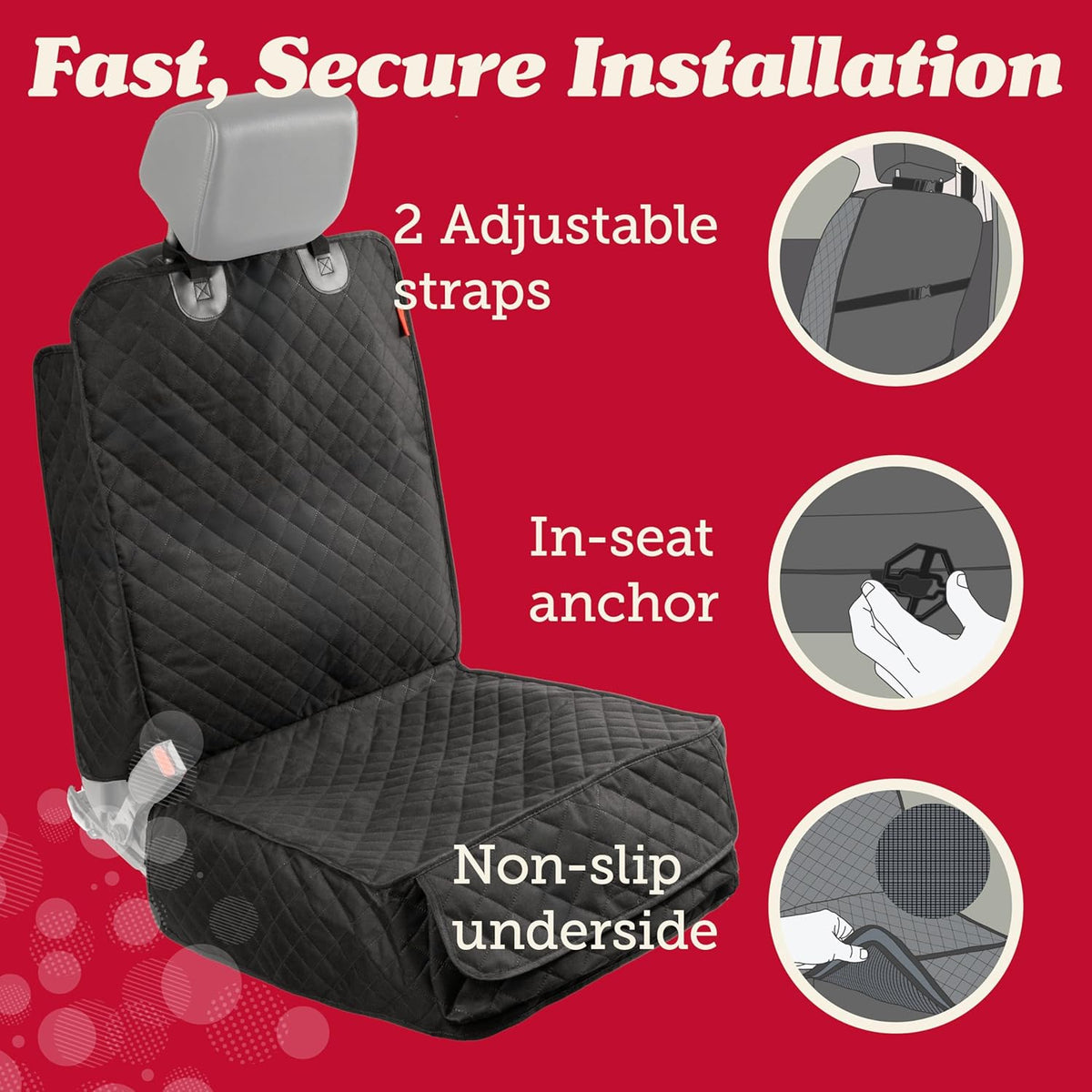 Lusso Gear Dog Car Seat Cover for Front Seat (2 Pack) - 100% Waterproof, Nonslip - Full Protection for Passenger Chair, Captain Chairs - Rear Seat Protector for Dogs - Fits Cars, Trucks, SUVs