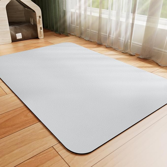 HotLive Dog Food Mat - Absorbent Cat Mat for Food and Water, No Stains Pet Feeding Bowl Mat, Easy to Clean Pet Placemats, Quick Dry Dog Water Dispenser Mat for Messy Drinkers | Light Grey 18"x34"