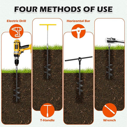 Camitlli 4 Pack 18" Fully Welded Ground Anchors Shed Anchor Kit with 1/8" Galvanized Cable, Heavy Duty Earth Anchors High Wind Screw in for Trampoline Swingset Tent Greenhouses (Black)