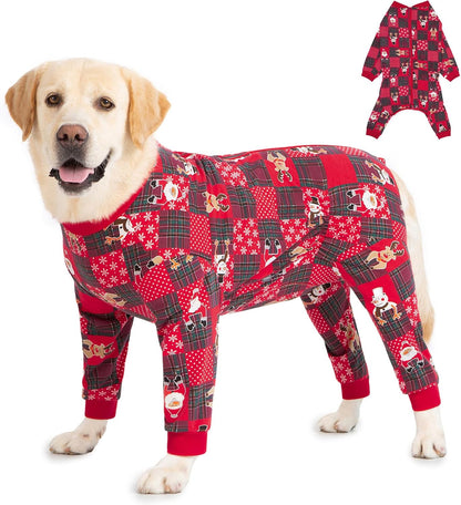 Yeapeeto Dog Onesie Surgery Recovery Suit for Large Medium Bodysuit Dogs Pajamas PJS Full Body for Shedding, Prevent Licking, Wound Protection, Cone Alternative… (Xmas Red, 6X-Large (Pack of 1))