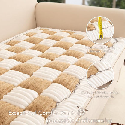 Couch Cover for Sofa, Sectional Couch Cover for Dogs, Sofa Cover Washable, Cushion Cover Blanket Pad Bed Mat for Pets, Fleece Furniture Protector, Camel, 27.6x82.7in