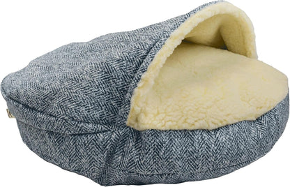 Snoozer Luxury Cozy Cave Dog Bed - Indoor Dog Bed with Cover Cave, Covered Calming Burrow for Small & Medium Sized Pets with Blanket Attached, Enclosed, Washable - Large, Palmer Indigo